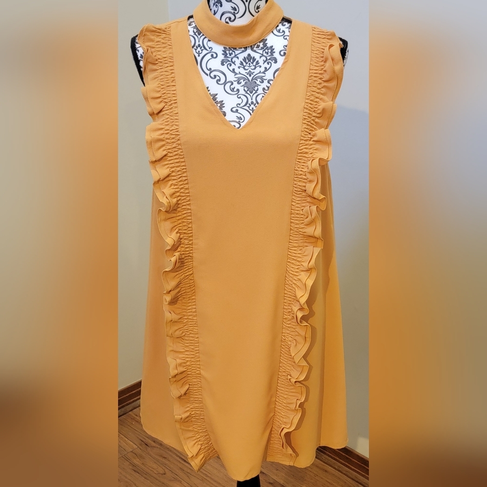 New With Tags. ENTRO Brand size medium. Mustard dress.
